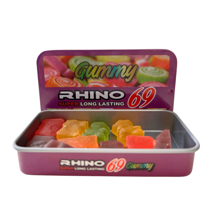 Rhino 69 Gummy Male Enhancement Supplement Box (Tin) with 10 Gummies per Box - Image 4