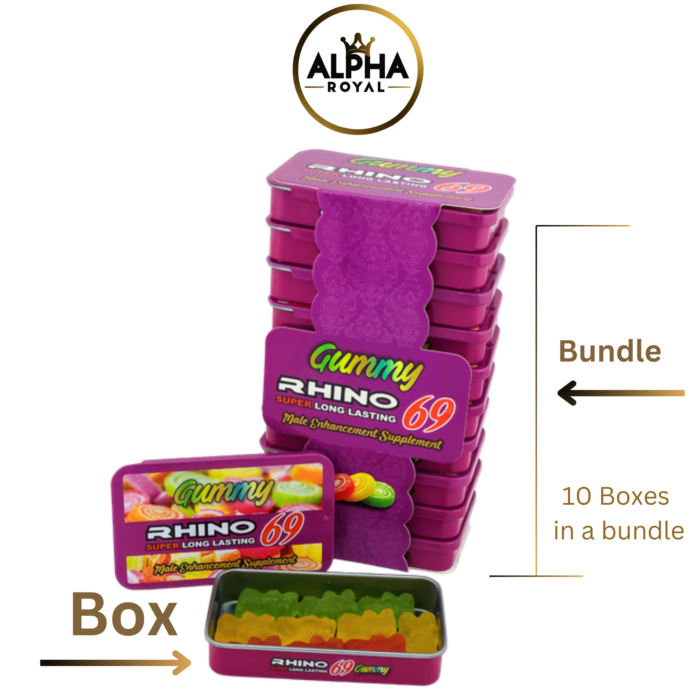 Rhino 69 Gummy Male Enhancement Supplement Box (Tin) with 10 Gummies per Box - Image 3