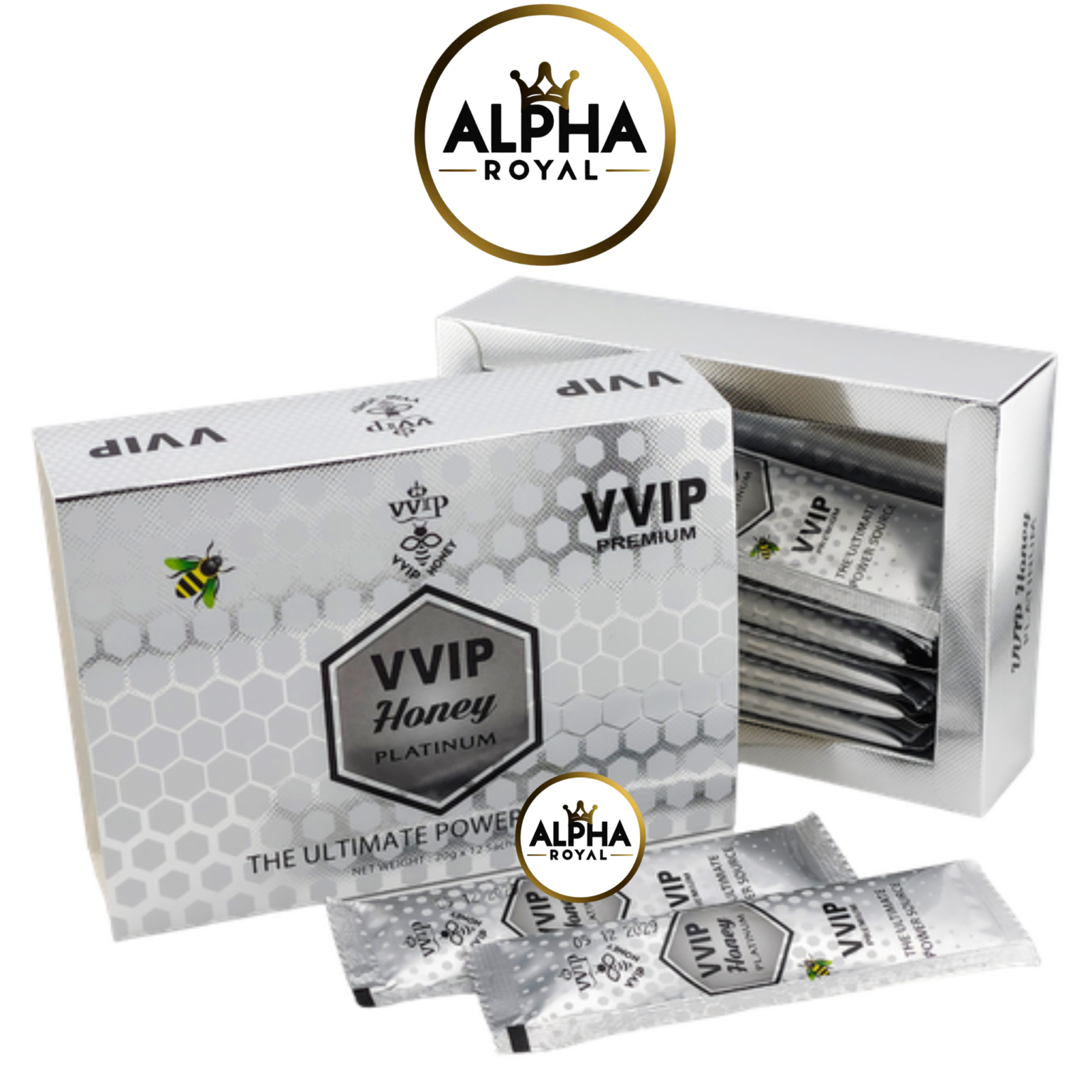 Alpha Royal VVIP Honey Platinum – Premium Honey Blend, 10 Sachets x 22g ...
