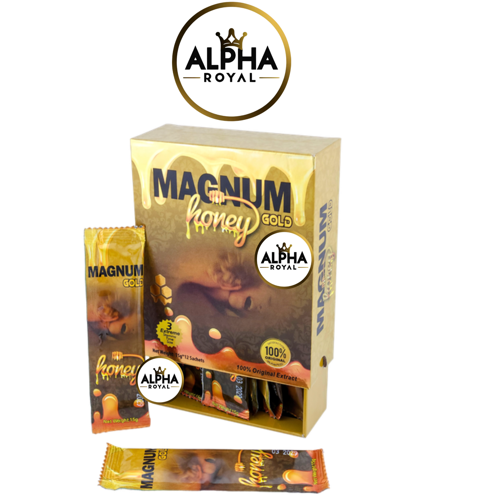 ALPHA ROYAL HONEY PRODUCTS (7) Magnum Gold Honey – Extreme Strength Formula (12 Sachets) - Image 1