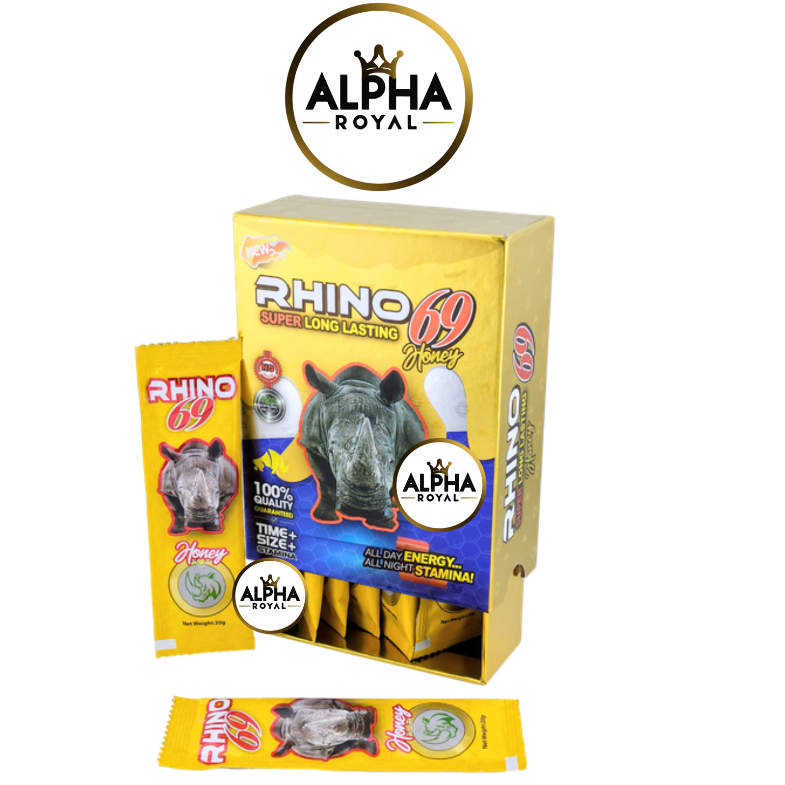 ALPHA ROYAL HONEY PRODUCTS (9) Rhino 69 Honey – Super Long Lasting Stamina & Energy (12 Sachets) - Image 1