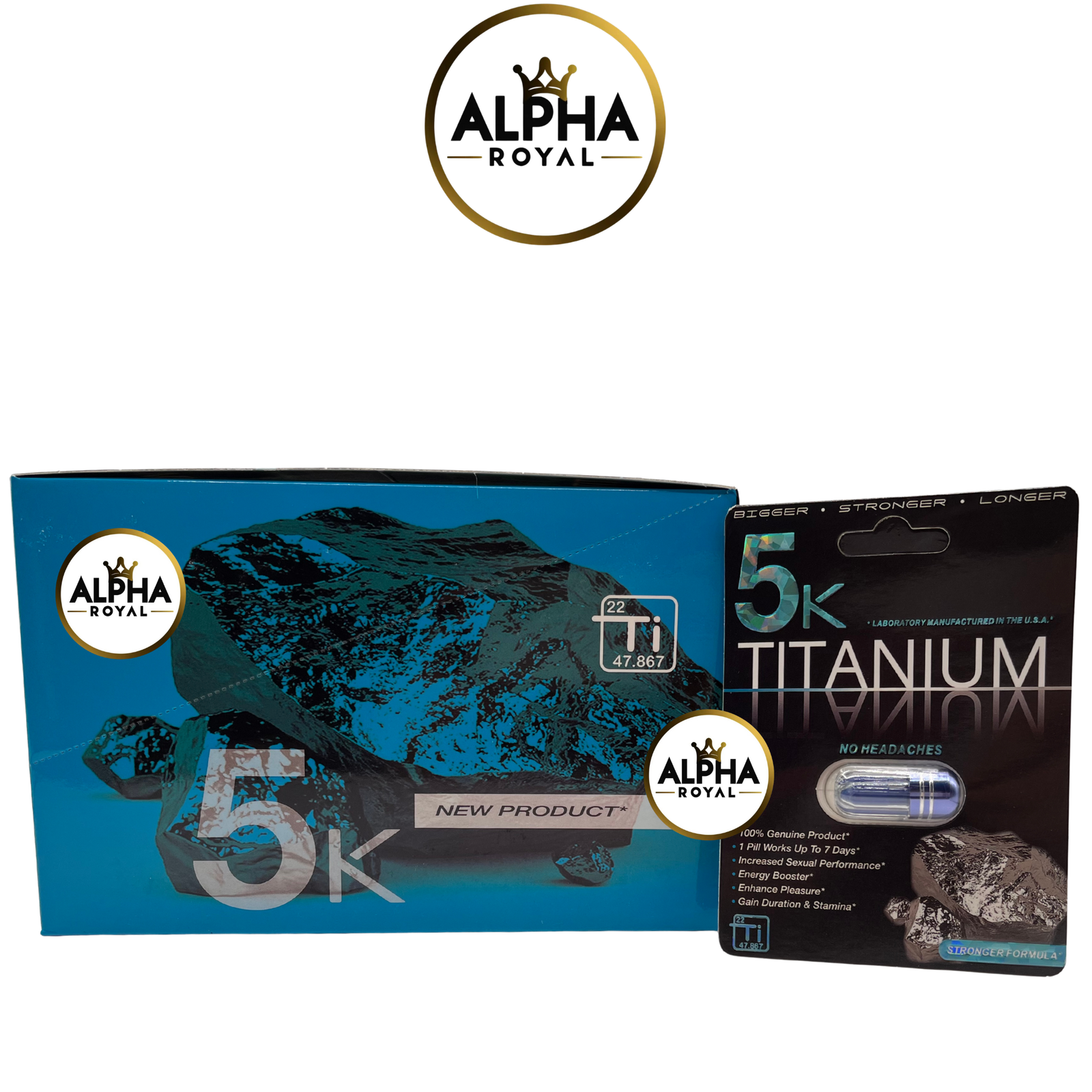 Copy of BBG NEW PRODUCTS (13) 5K Titanium | Single Pill | 24 Blister Cards per Box | Hanging Pack - Image 1