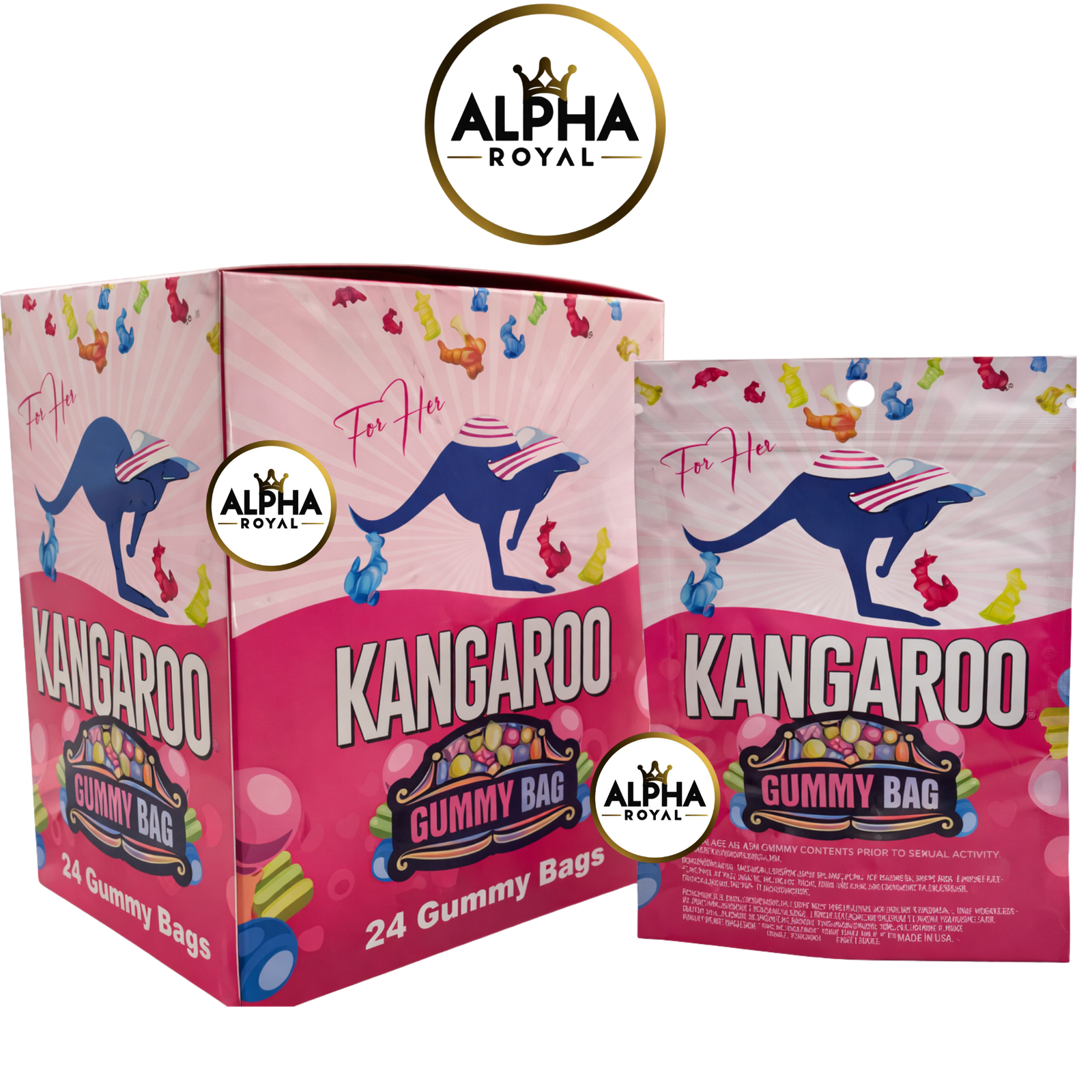 Copy of BBG NEW PRODUCTS (5) Kangaroo Gummies for Her | Hanging Pack | 24 Gummy Bags - Image 1
