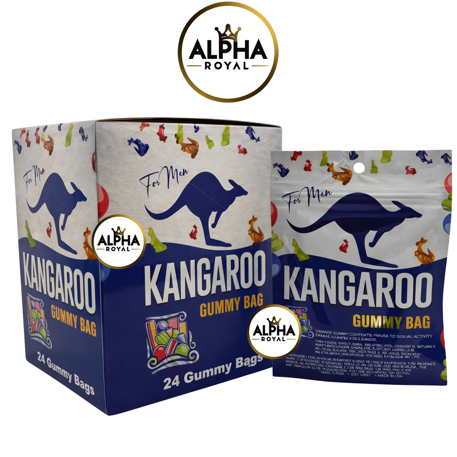 Copy of BBG NEW PRODUCTS (6) Kangaroo Gummies for Men | Hanging Pack | 24 Gummy Bags - Image 1