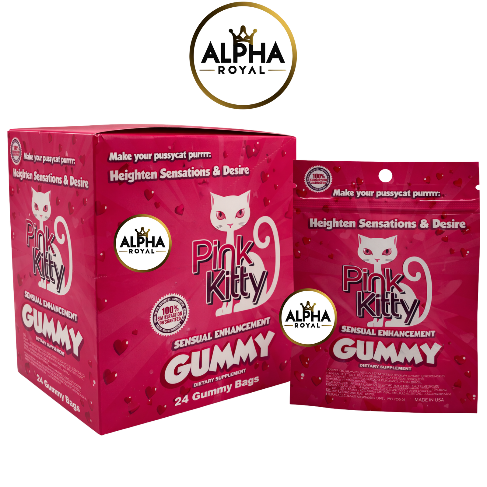 Copy of BBG NEW PRODUCTS (7) Pink Kitty Gummies | Hanging Pack | 24 Gummy Bags - Image 1