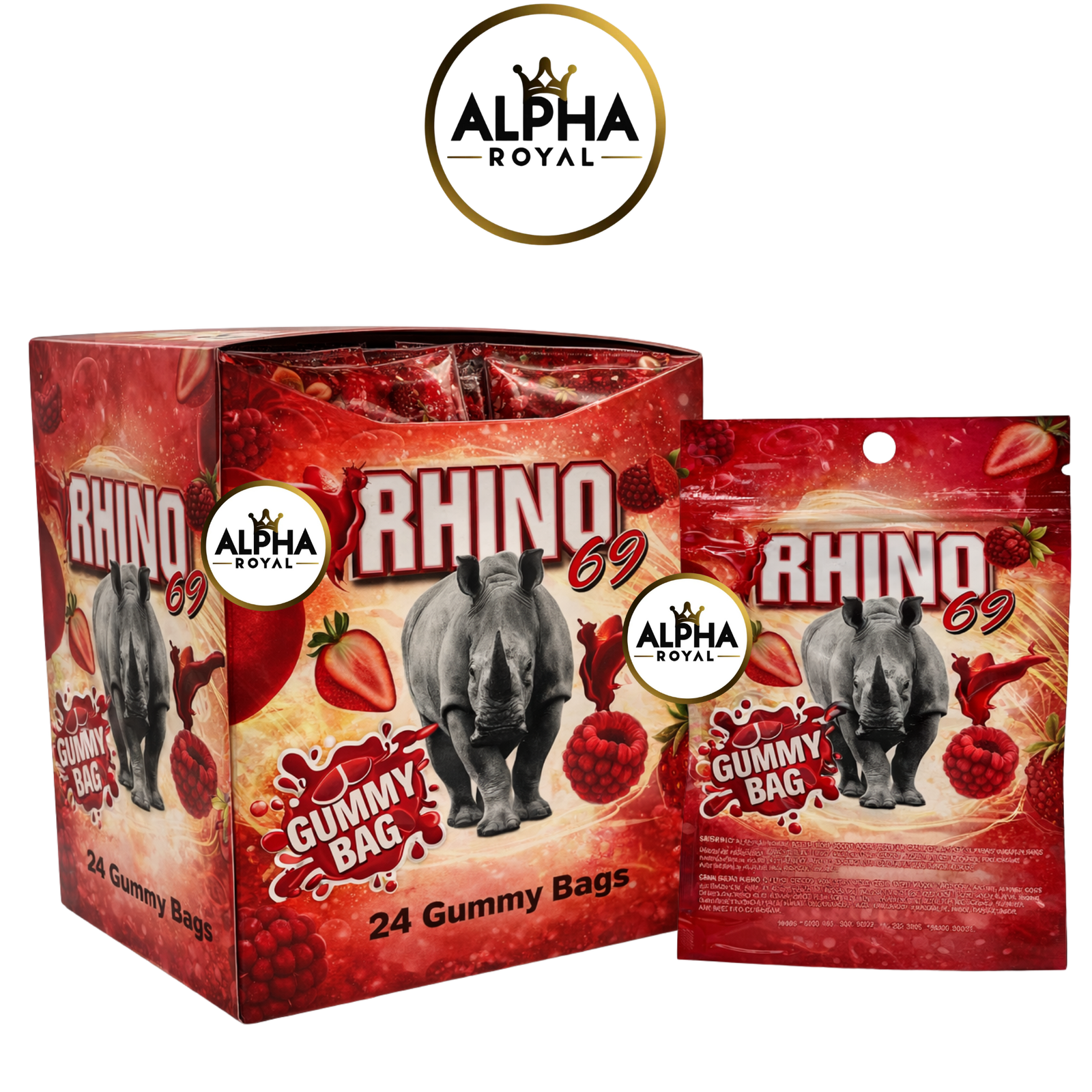 Copy of BBG NEW PRODUCTS (8) Rhino 69 Gummies | Hanging Pack | 24 Gummy Bags - Image 1