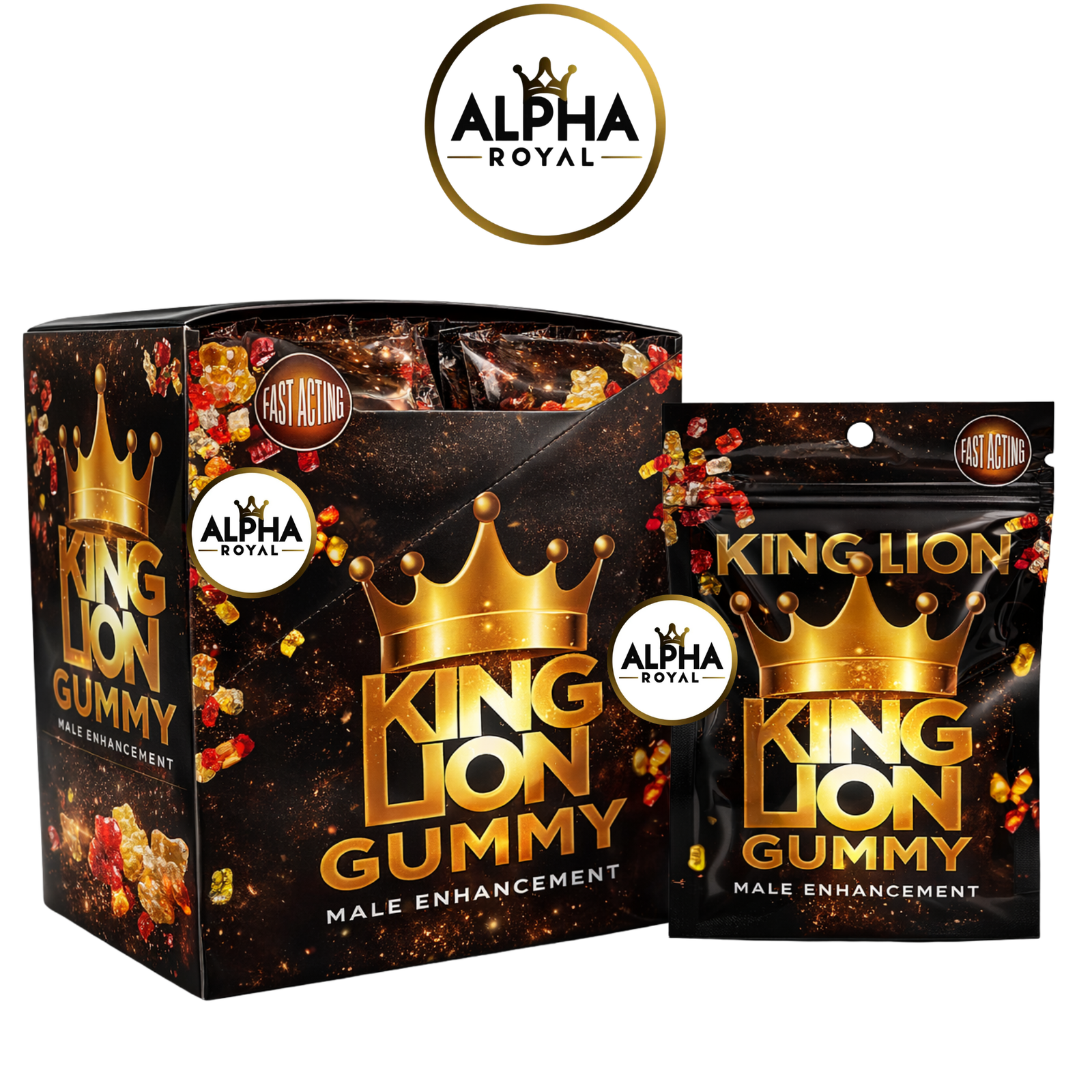 Copy of BBG NEW PRODUCTS (9) King Lion Gummies | Hanging Pack | 24 Gummy Bags - Image 1